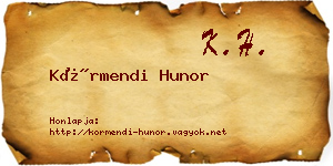 Körmendi Hunor névjegykártya